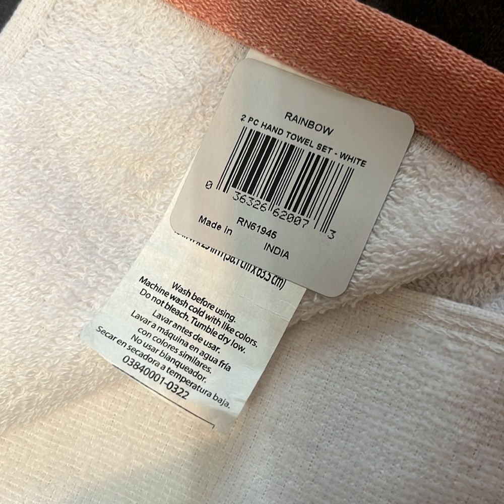 2pc Rainbow Hand Towel Set New without tags Made in India - Picture 2 of 4